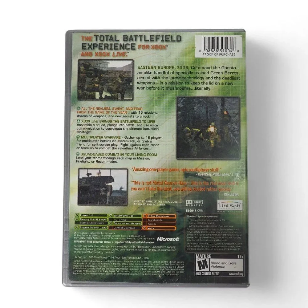 Tom‎ Clancy's Ghost Recon- Platinum Hits (Microsoft Xbox, 2002) CIB